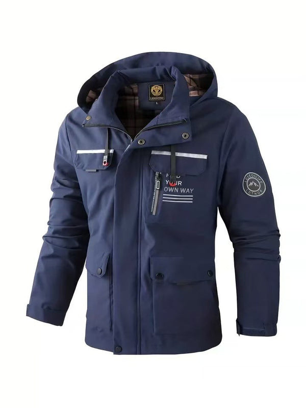 Men’s Hooded Waterproof Windbreaker Jacket for Outdoor Winter Warmth and Style