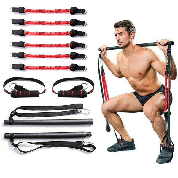 Pilates Resistance Band Fitness Stick for Home Workout and Muscle Training