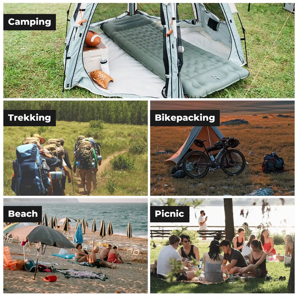 Ultra-Light Inflatable Sleeping Pad with Built-in Pillow for Camping